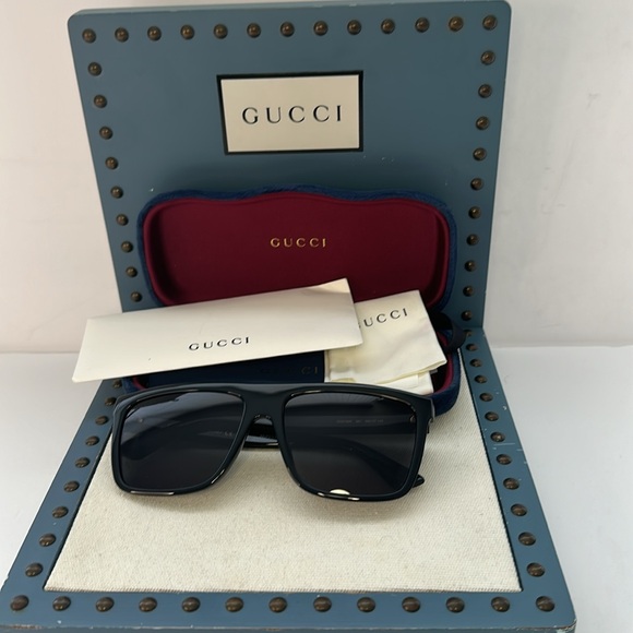 New Authentic Gucci Grey Browline Men's Sunglasses GG0748S 001 59. - Picture 13 of 14